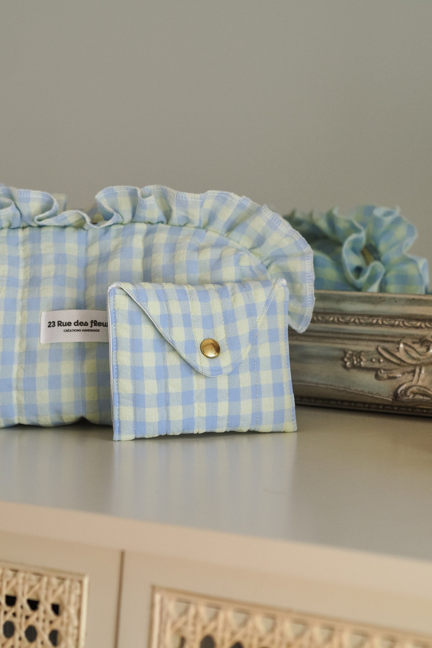 Pochette enveloppe Vichy Sorbet