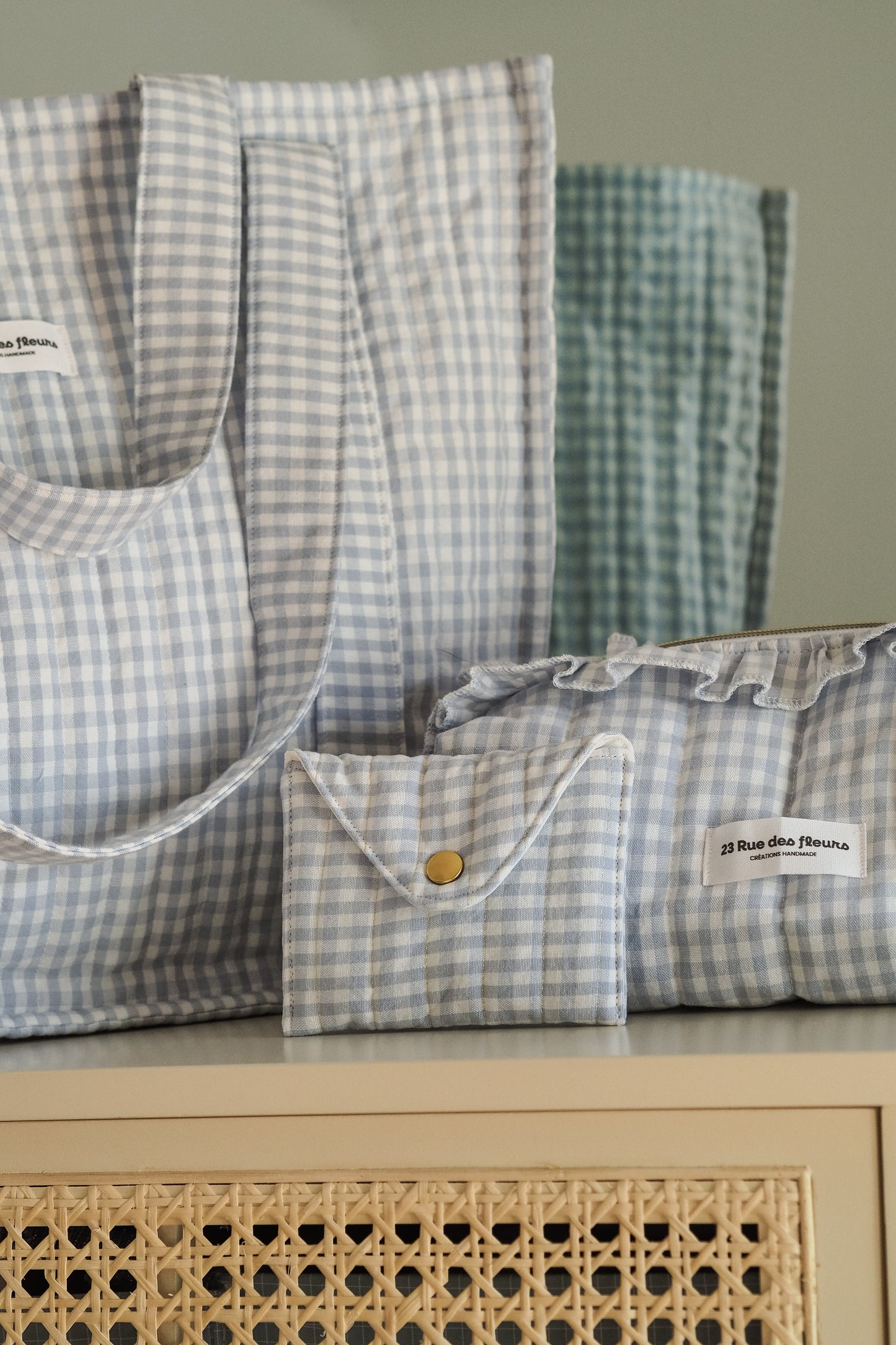 Pochette enveloppe Vichy Baby Blue