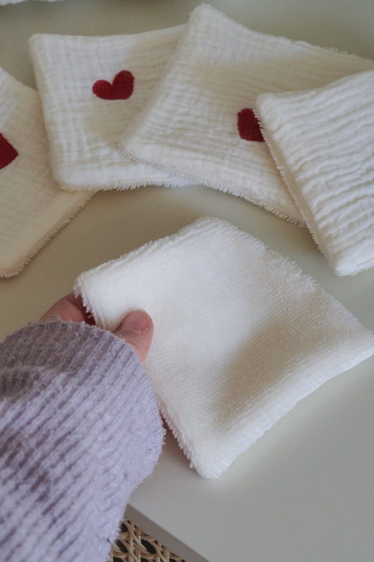 Lot de 5 cotons réutilisables Coeur à Coeur