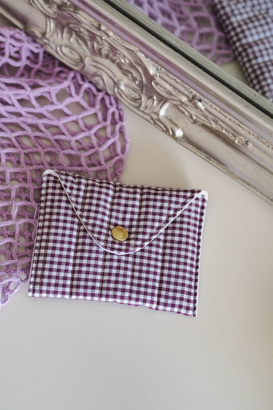 Pochette enveloppe vichy Prune