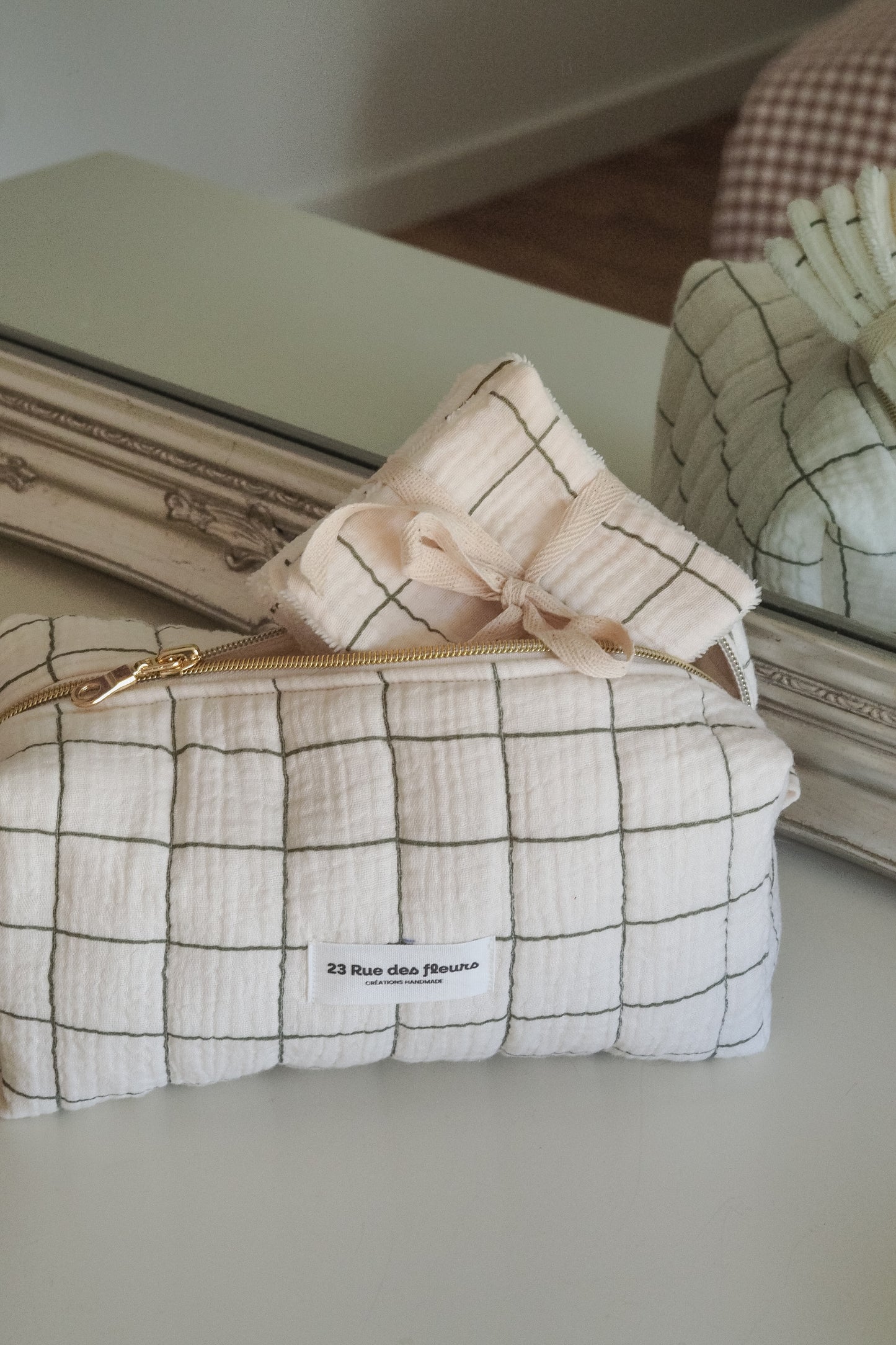 Trousse Carreaux Sauge