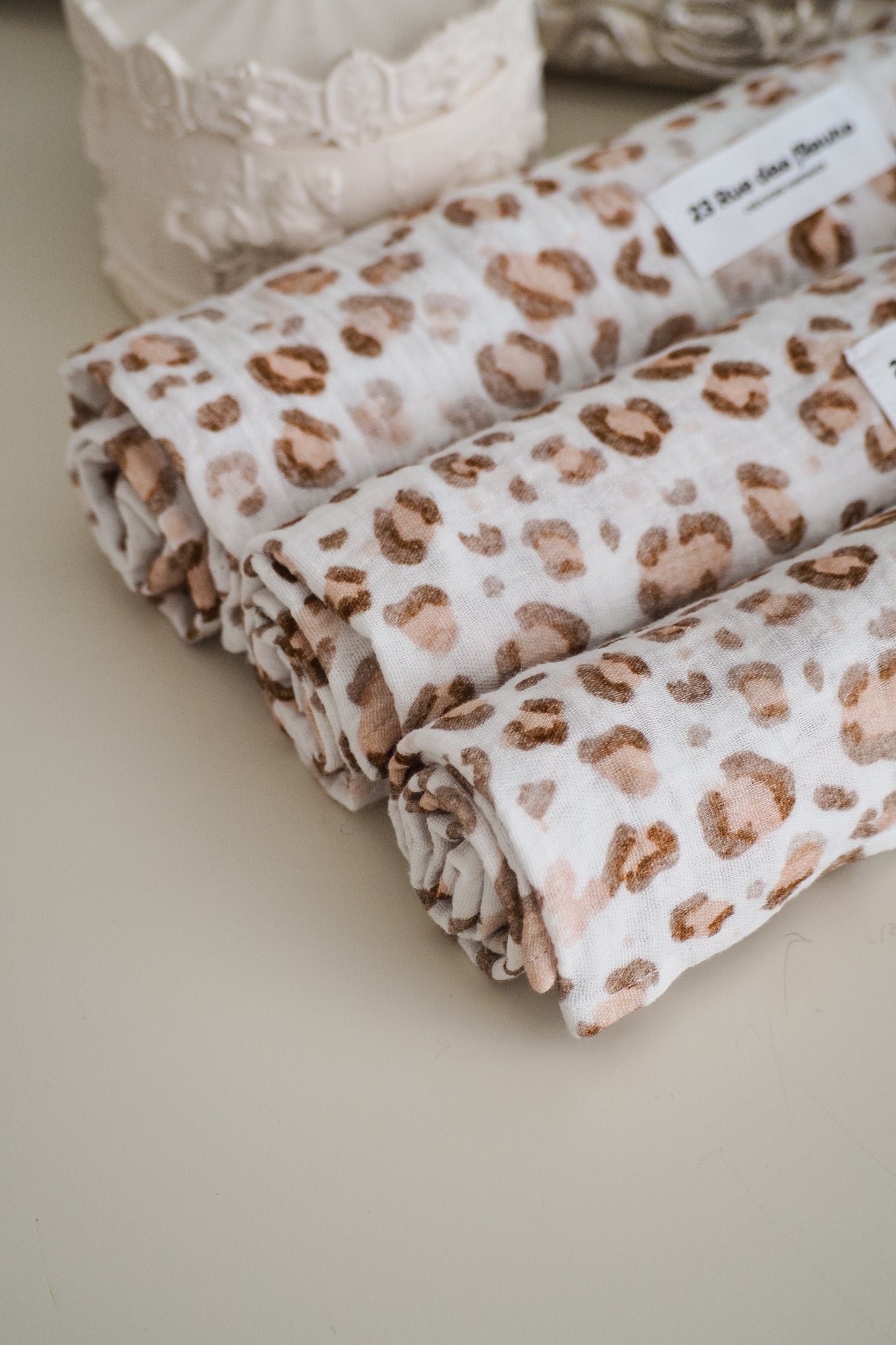 lange en gaze de coton motif léopard