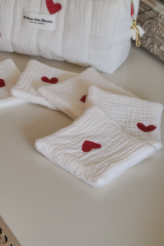 Lot de 5 cotons réutilisables Coeur à Coeur