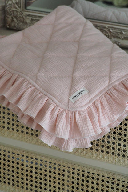 Couverture Bébé à Volants Rose pétale