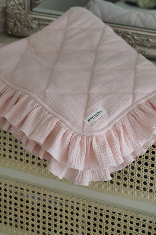 Couverture Bébé à Volants Rose pétale