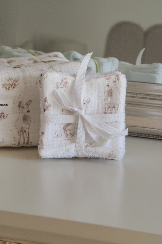 Lot de 5 cotons réutilisables Forest Animals