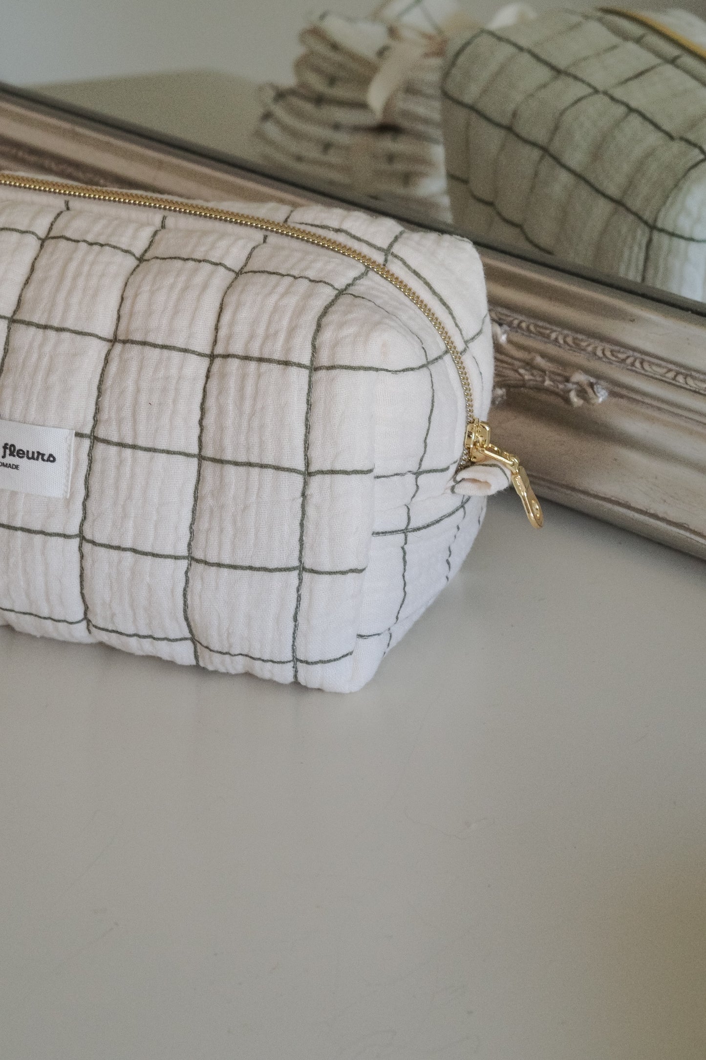 Trousse Carreaux Sauge