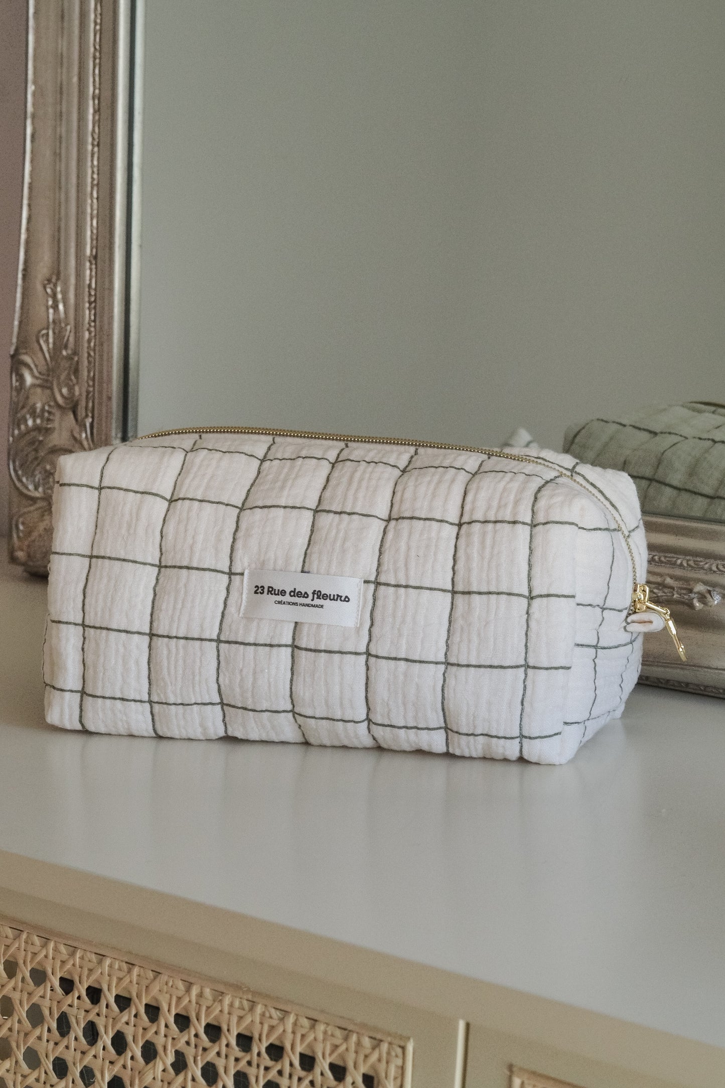 Trousse Carreaux Sauge