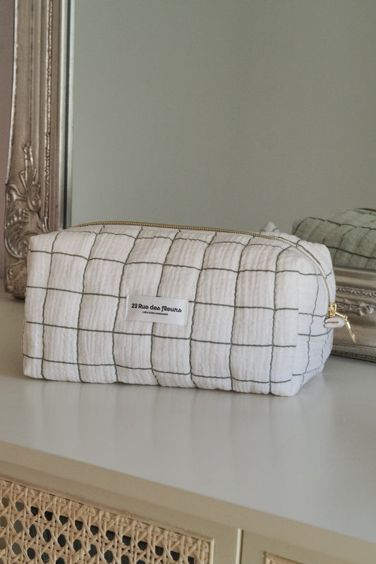Trousse Carreaux Sauge