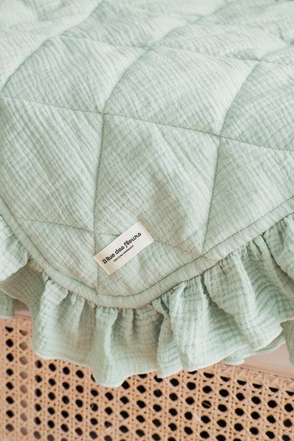 Couverture Bébé à Volants vert sauge