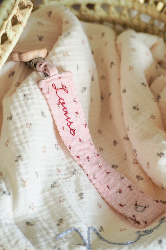 Attache tétine personnalisable - Extra pink roses