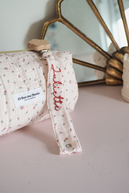 Attache tétine personnalisable - Baby pink roses