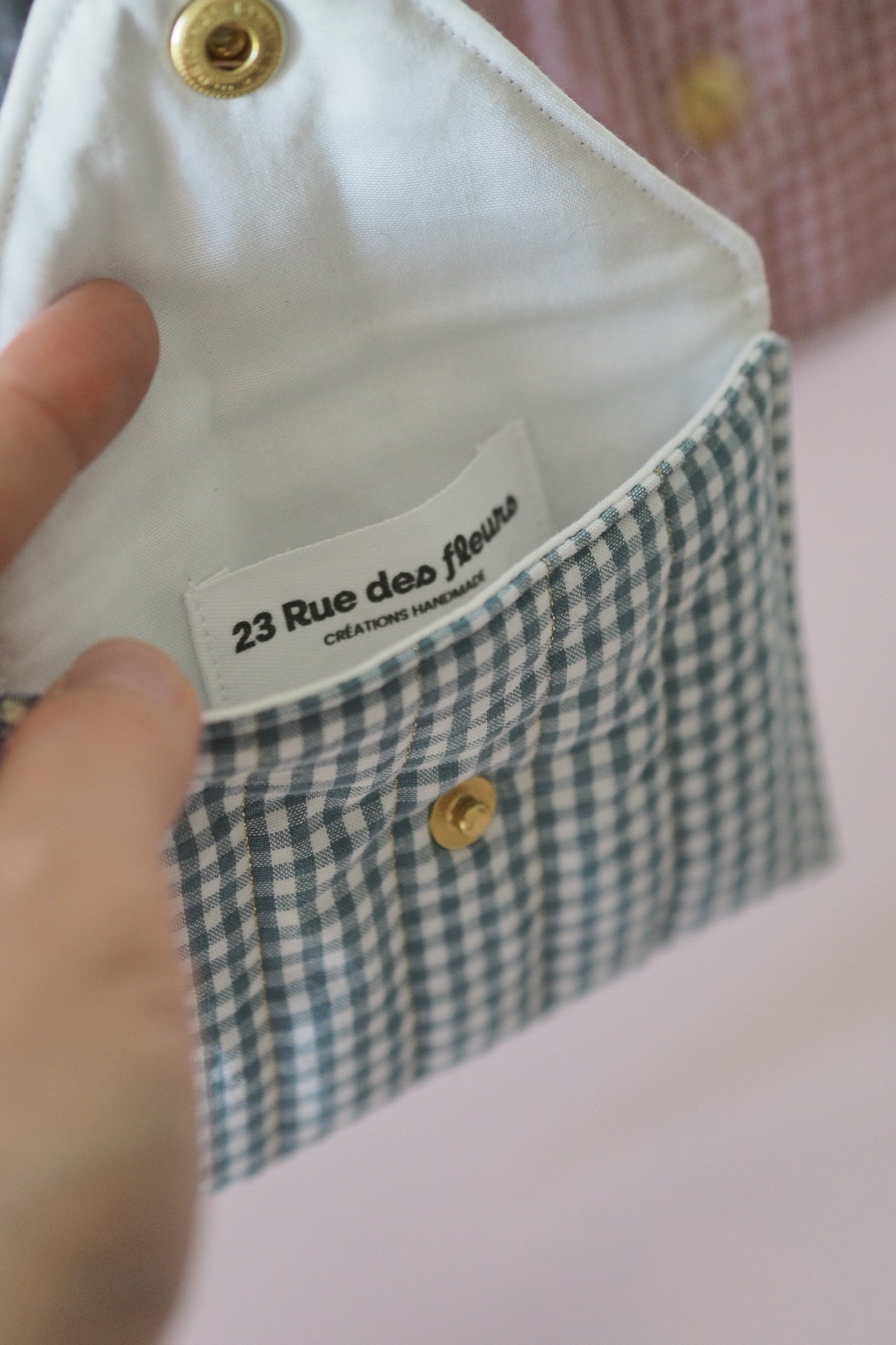 Pochette enveloppe Vichy Turquoise