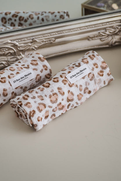 lange en gaze de coton motif léopard