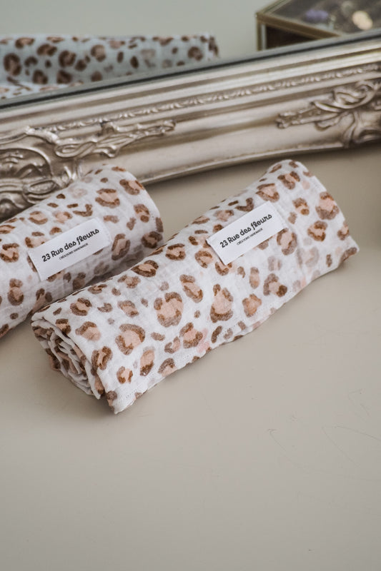 lange en gaze de coton motif léopard