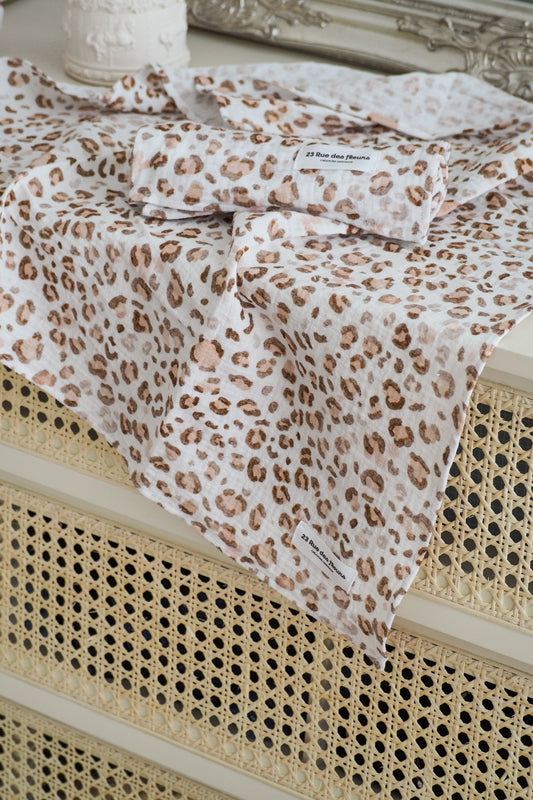 lange en gaze de coton motif léopard
