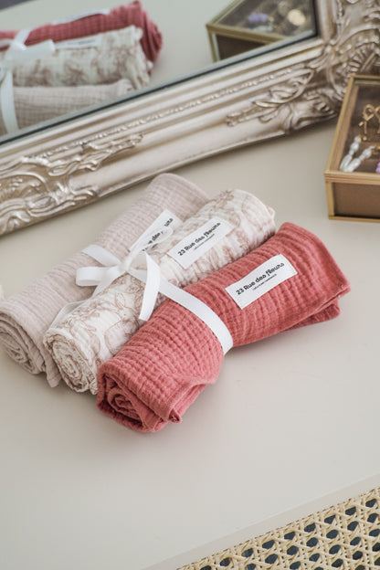 Lange en double gaze terre de rose