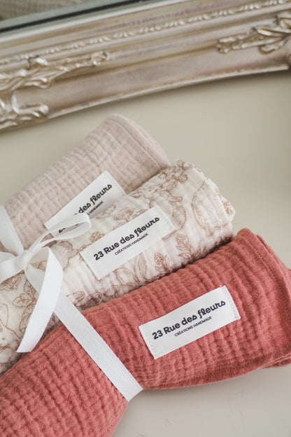 Lange en double gaze terre de rose