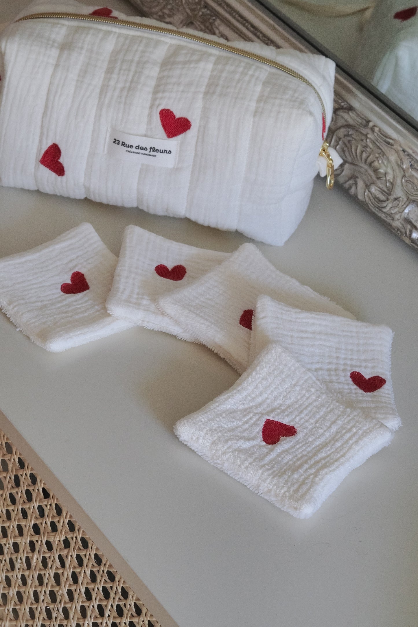 Lot de 5 cotons réutilisables Coeur à Coeur