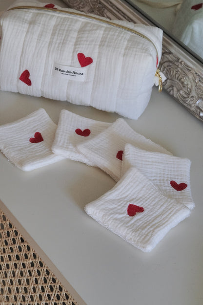 Lot de 5 cotons réutilisables Coeur à Coeur