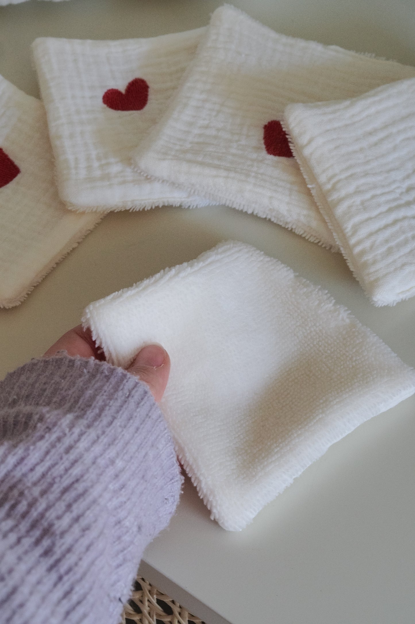 Lot de 5 cotons réutilisables Coeur à Coeur