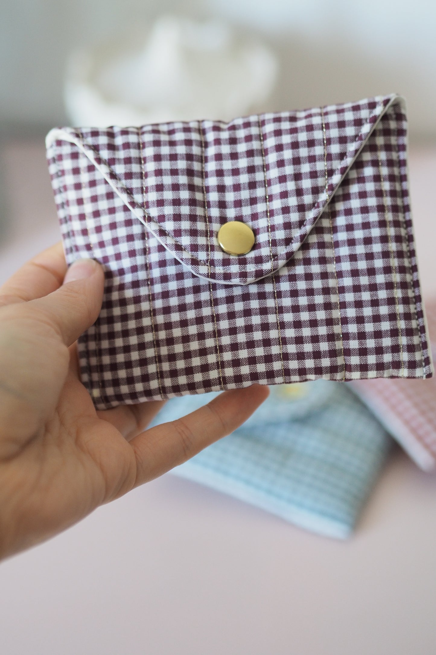 Pochette enveloppe vichy Prune
