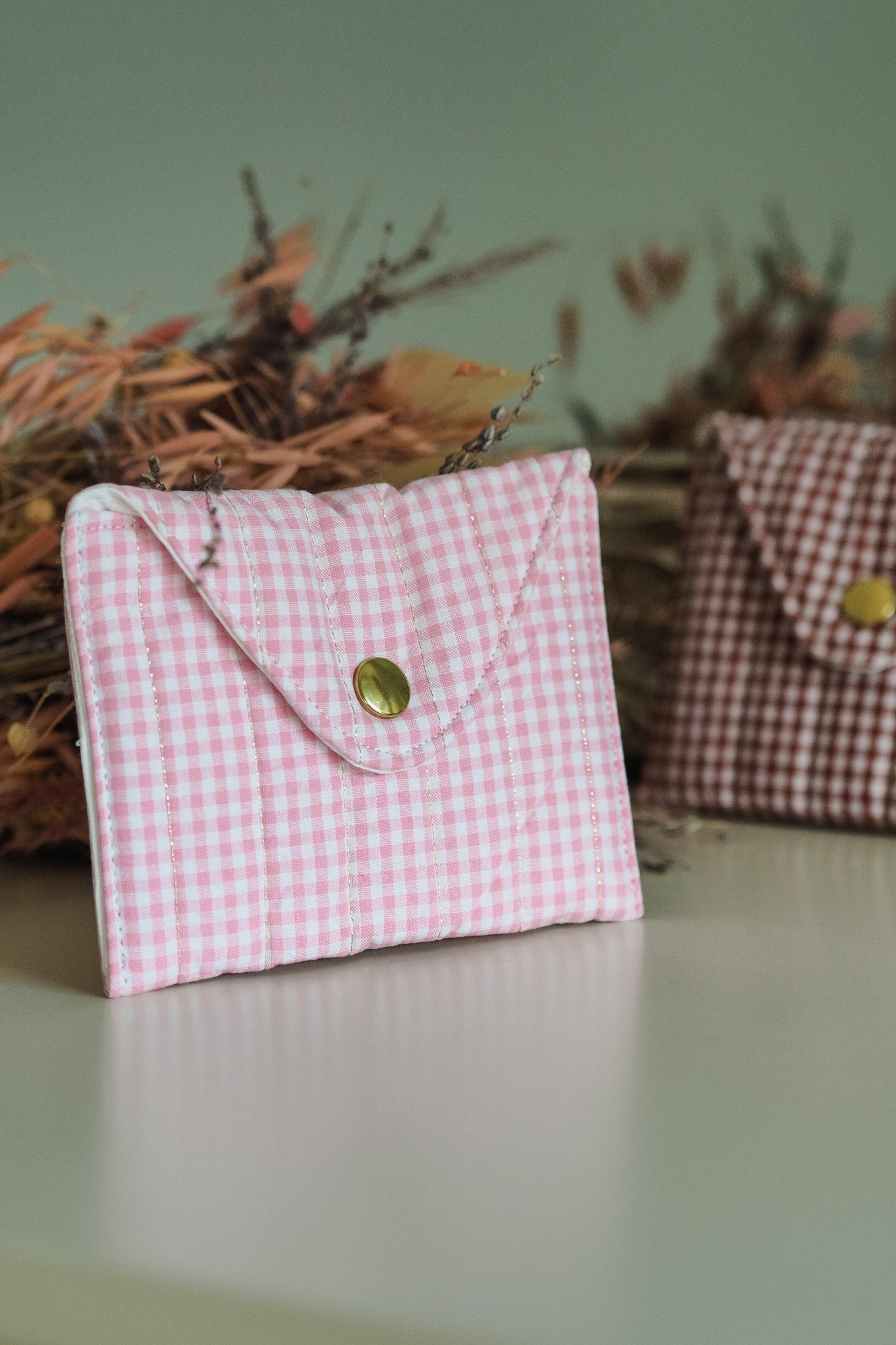 Pochette enveloppe vichy Rose