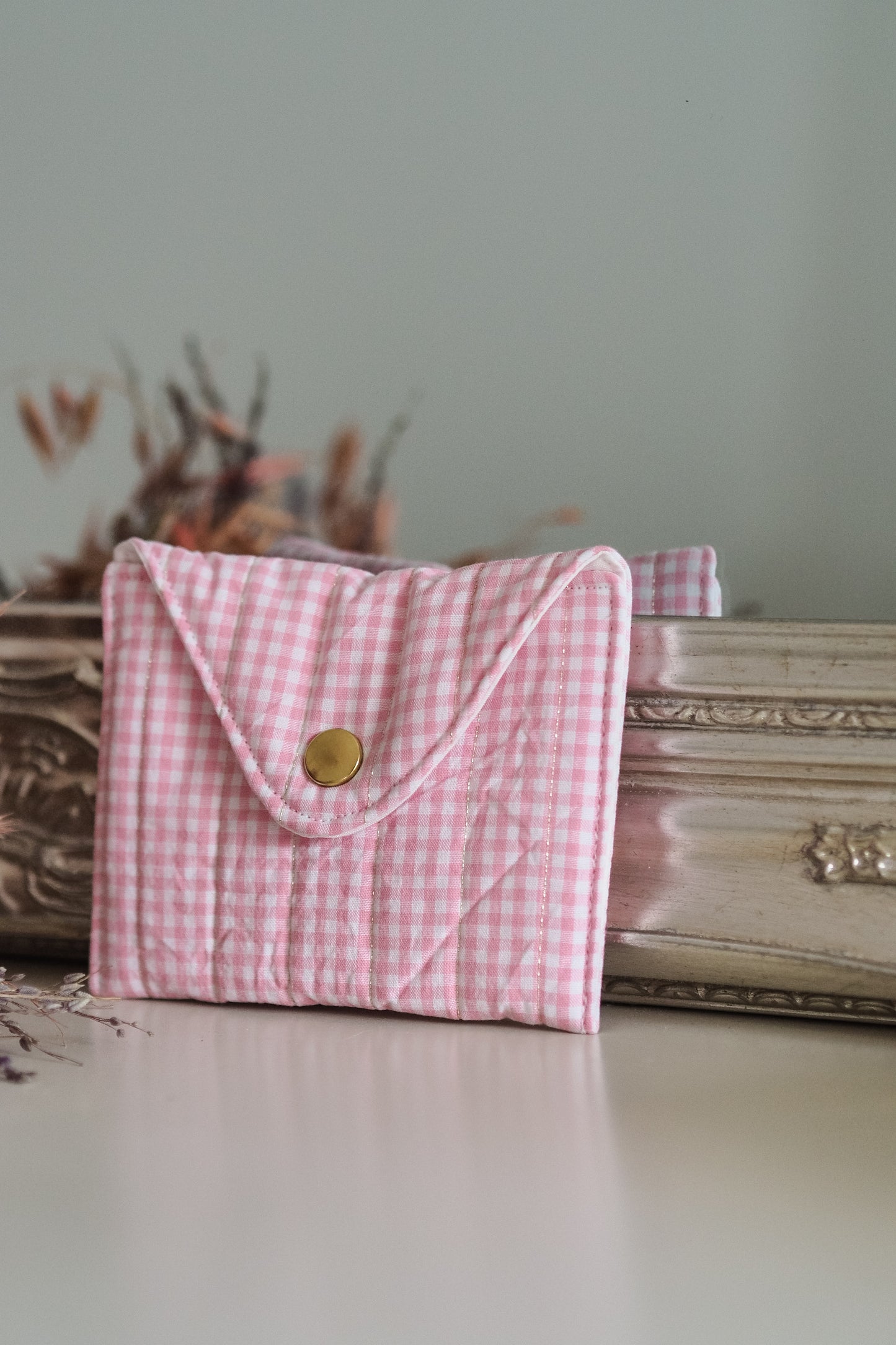 Pochette enveloppe vichy Rose