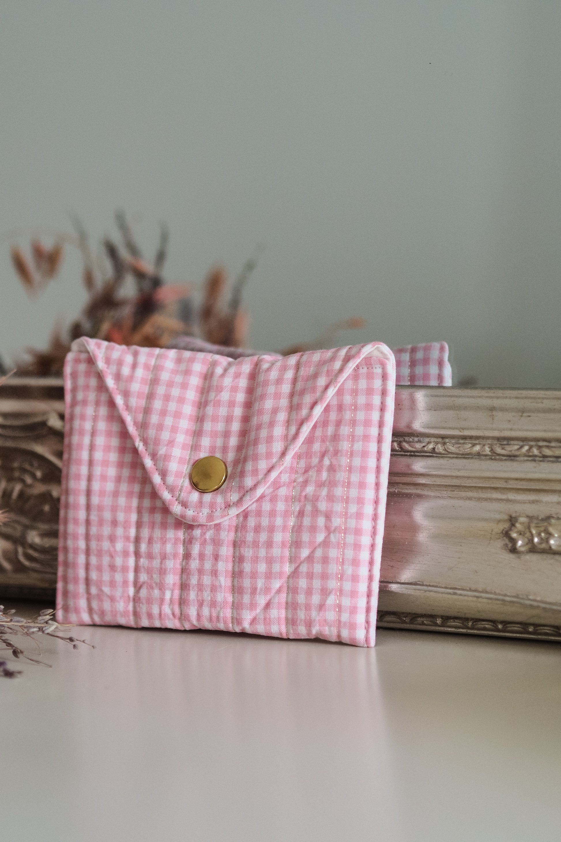 Pochette enveloppe vichy Rose