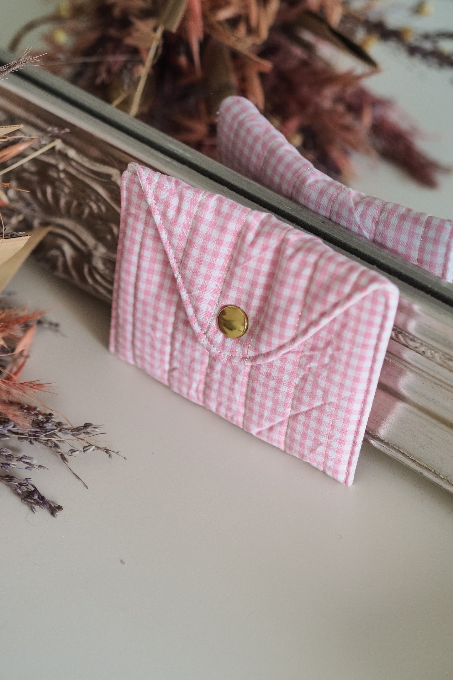 Pochette enveloppe vichy Rose