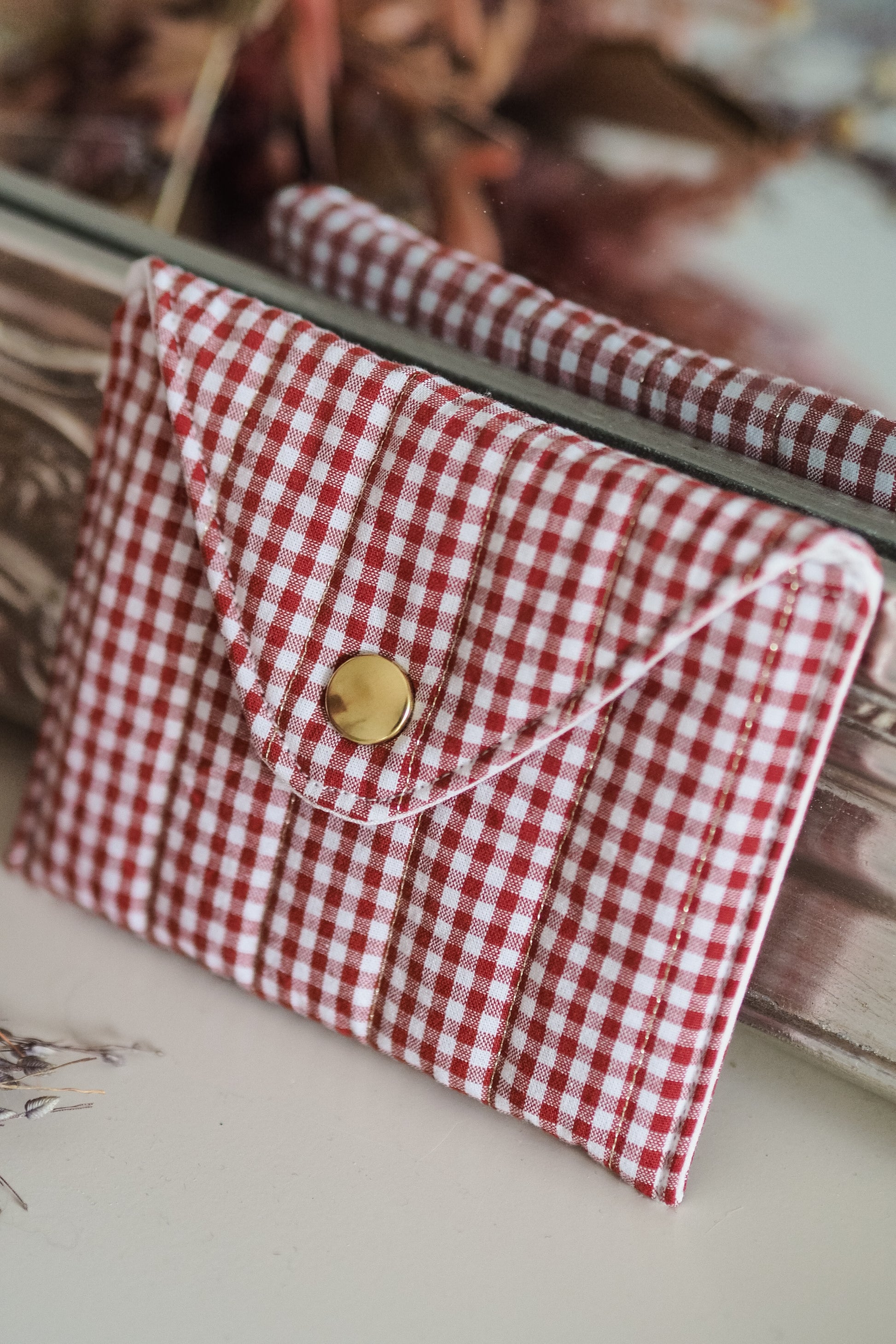 Pochette enveloppe vichy Terracotta
