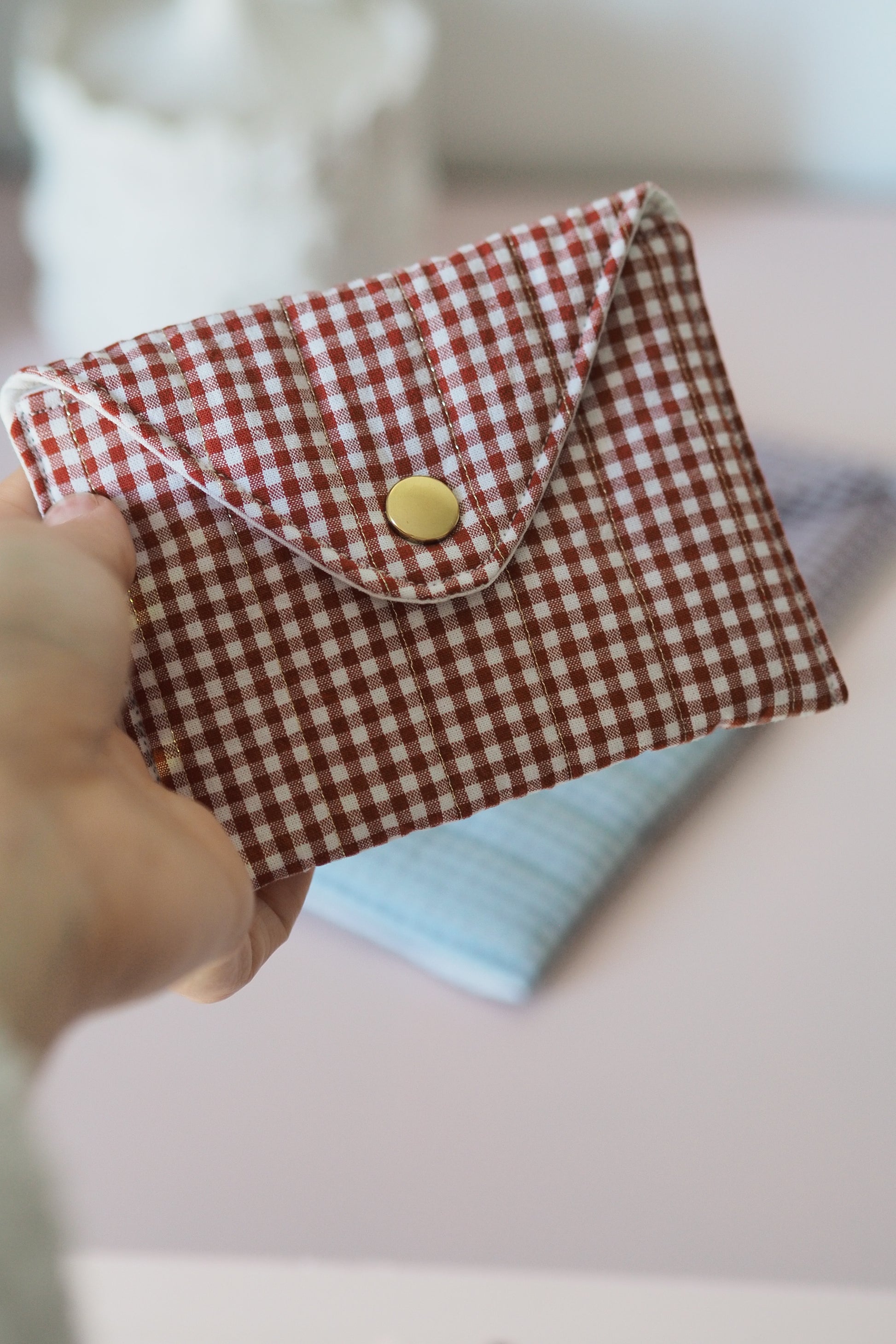 Pochette enveloppe vichy Terracotta