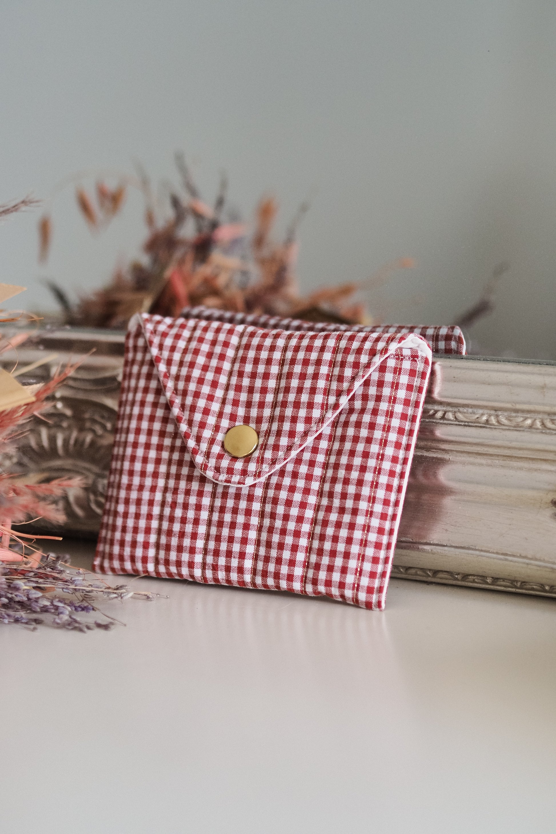 Pochette enveloppe vichy Terracotta