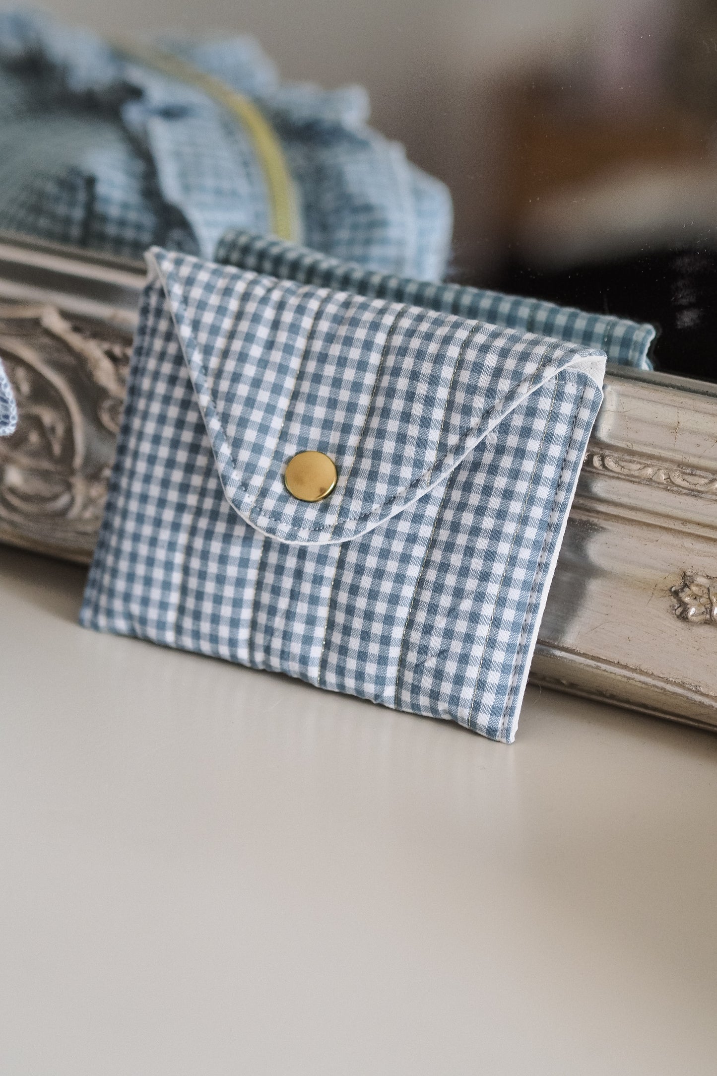 Pochette enveloppe vichy Turquoise