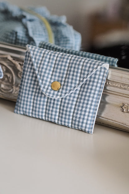Pochette enveloppe vichy Turquoise