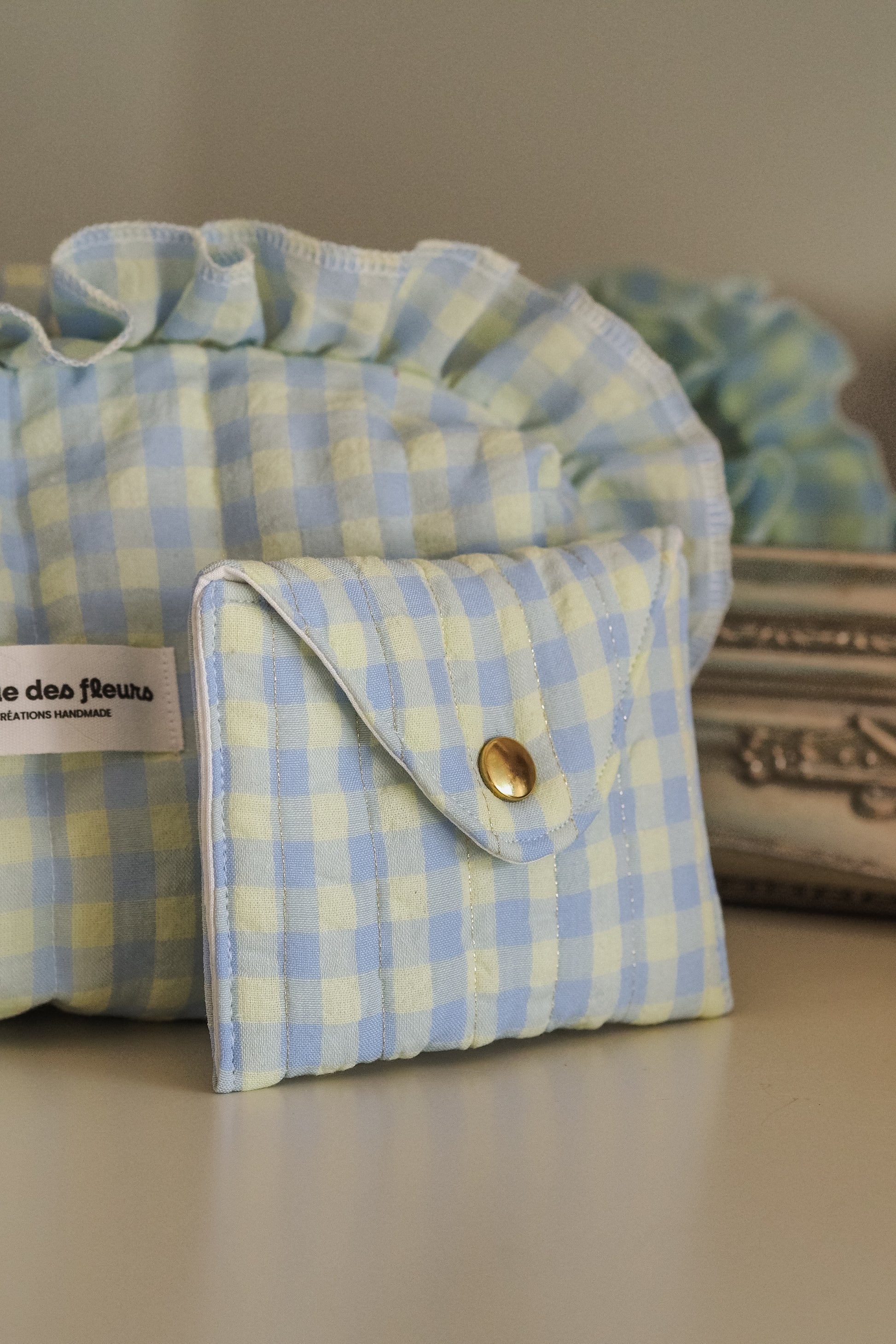 Pochette enveloppe vichy sorbet
