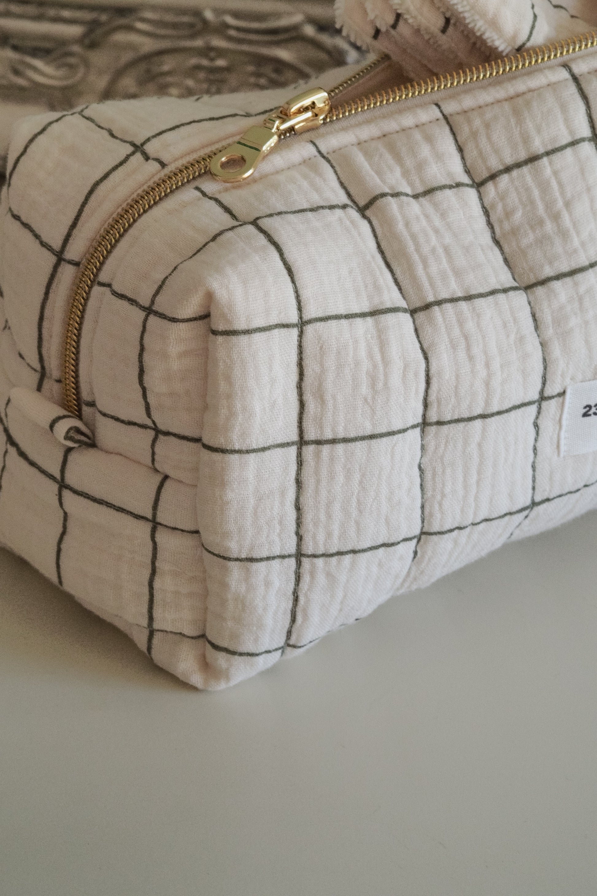 Trousse Carreaux Sauge