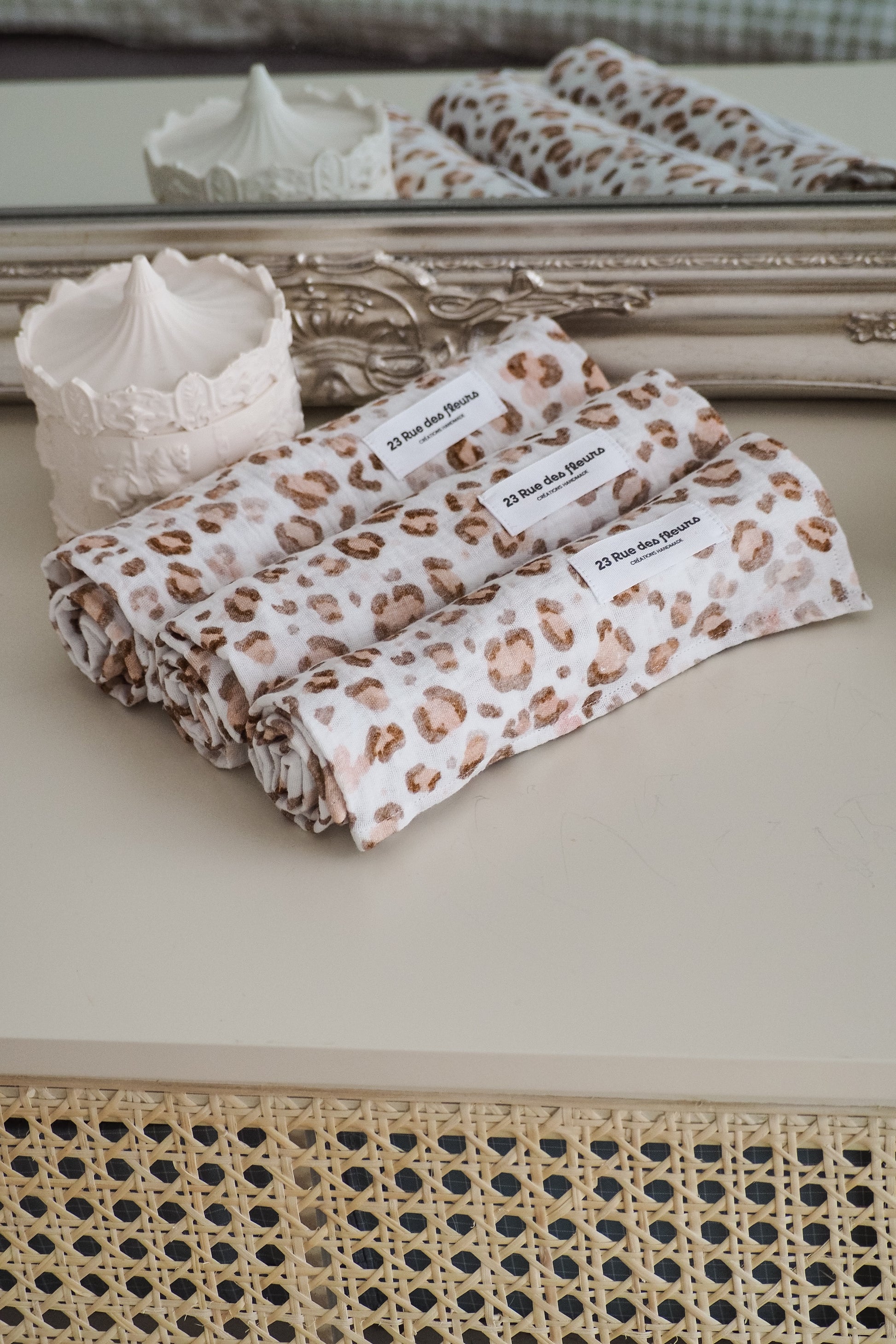 lange en gaze de coton motif léopard